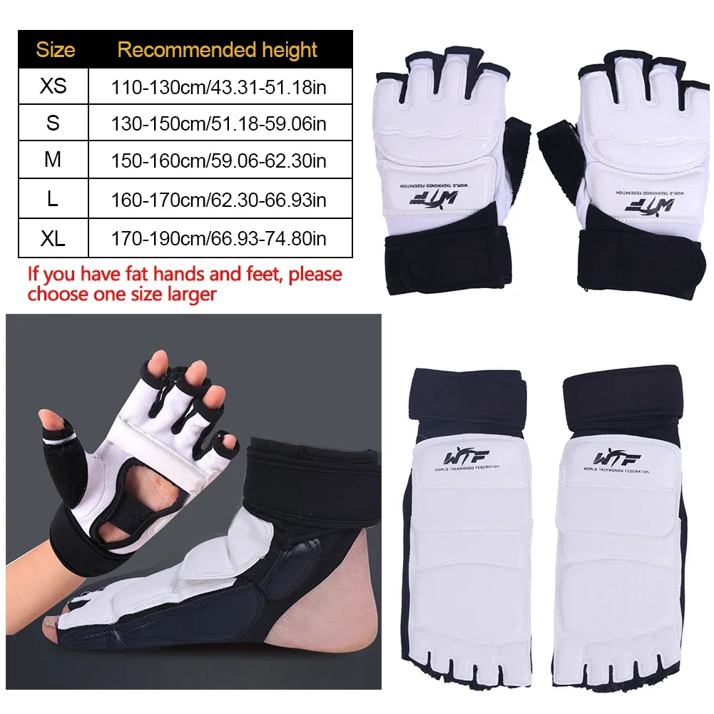 1 Juego de guantes de cuero para pies de Taekwondo, Protector de tobillo para Karate, boxeo, artes marciales, calcetín, entrenamiento, equipo de Protección deportiva