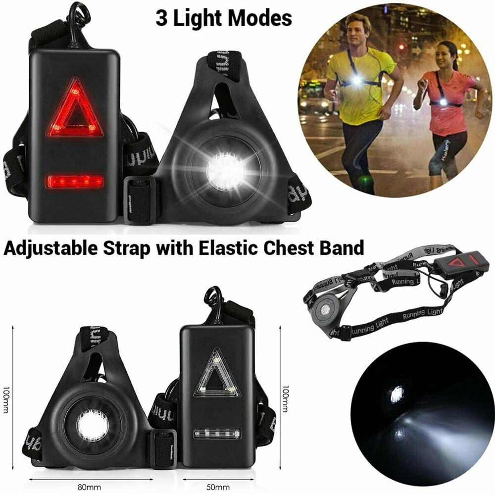 Running Chest Light USB Rechargeable LED Night Running Portable Flashlight Waterproof Outdoor Sports Safety Warning Light