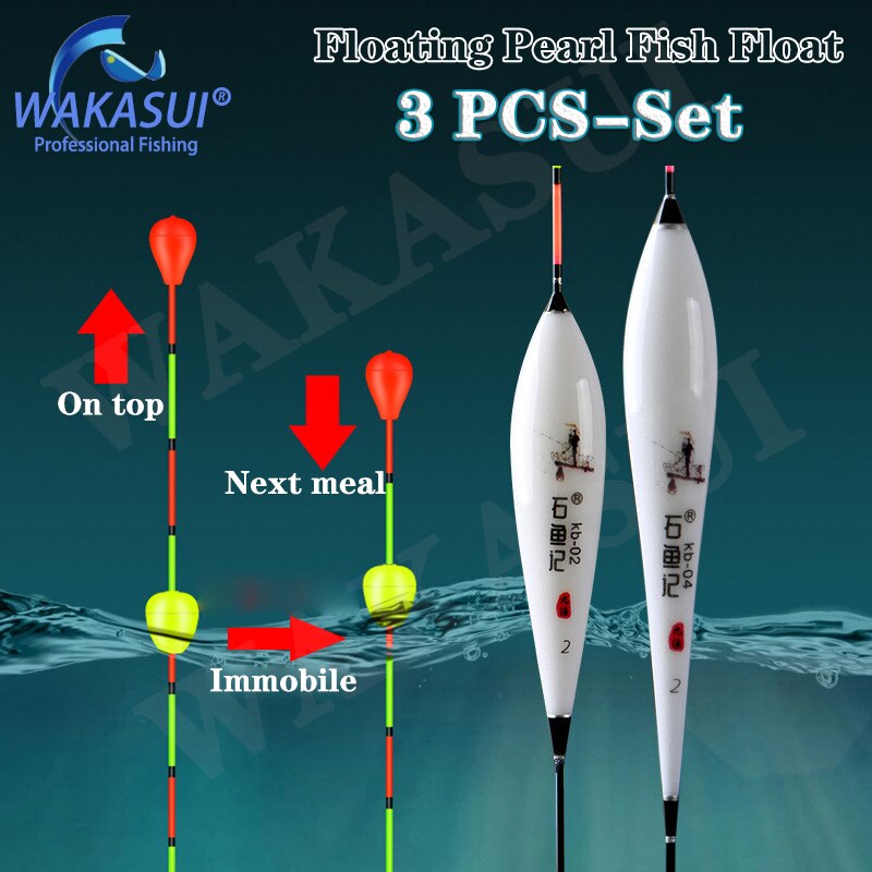 Flotadores de pesca de perlas flotantes, accesorios de caña de pescar de Material Nano llamativo para amantes de la pesca miopía, 3 unids/set por juego