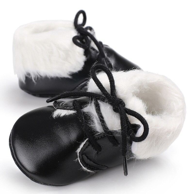bébé -né hiver neige bottes enfant en bas âge infantile doux chaussures chaussons 0-18M: Black / 0-6 mois