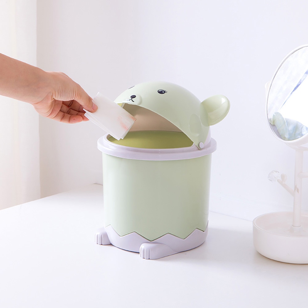 Desktop Waste Bins Trumpet Desktops Mini Covered Kitchen Living Room Trash Can Rolling Cover Type Desktop Dustbin