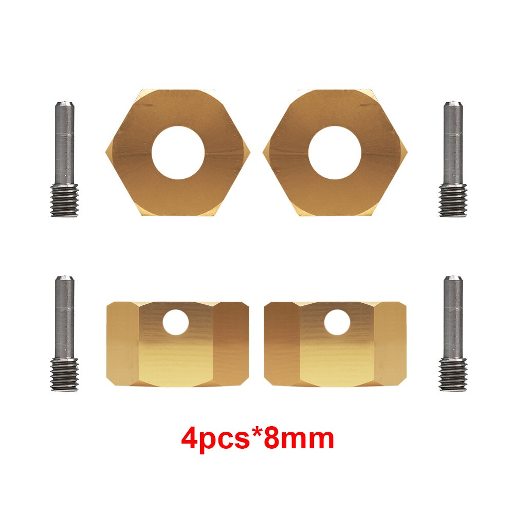 INJORA 12MM rozszerzona koło klątwa cięższe mosiężny adapter 4 sztuk dla gąsienica RC osiowe SCX10 III AXI03007 Capra 1.9 UTB AXI03004: SCX10 III mosiądz 8mm