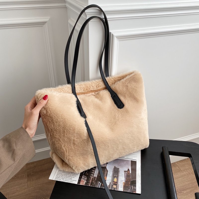 Borse a tracolla pelose per donna borse invernali borse e portamonete in morbida pelliccia sintetica morbida borsa a mano ad alta capacità da donna 6527
