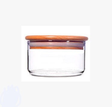 Tre våningar förvaring glasburk med lock minimalistisk godis mat glas förvaring behållare kök arrangör hem: Träöverdrag 1 burk