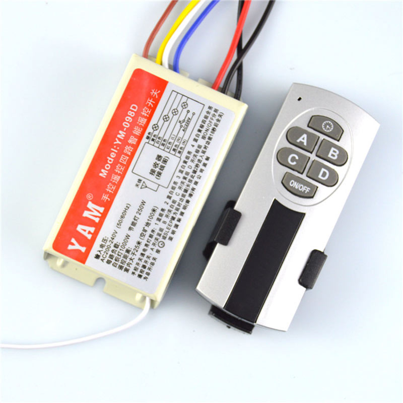 ON/OFF 220V Wireless Remote Control Switch Digital Remote Control Switch 1/2/3/4 Ways for Lamp Light GDeals: 4 ways
