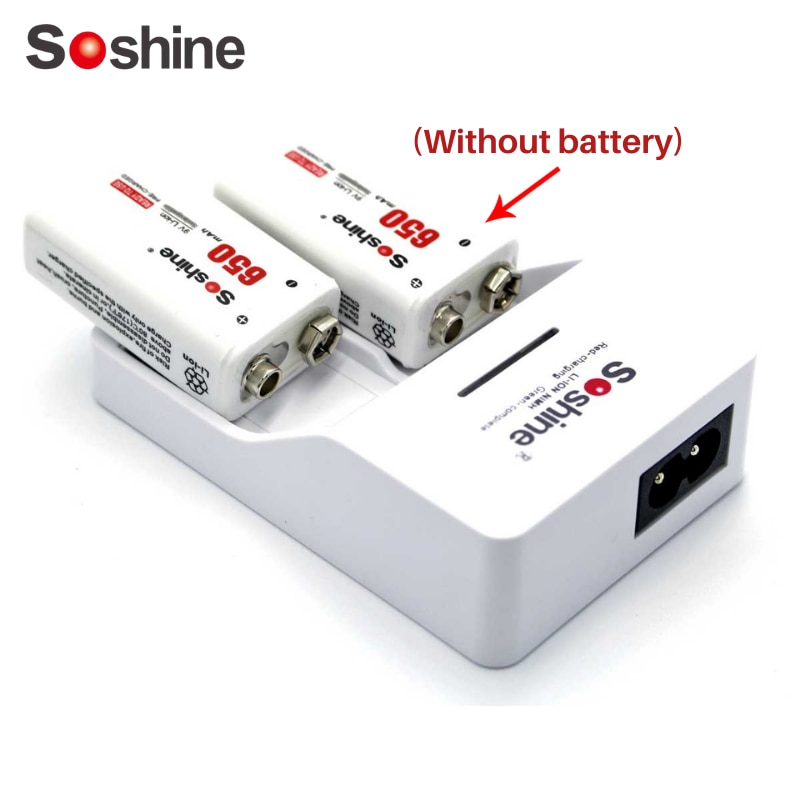 Soshine SC-V1 9V White 2 Independent Channels Smart Rechargeable Battery Charger with LED Indicator for Li-ion、Ni-MH、LiFeP04