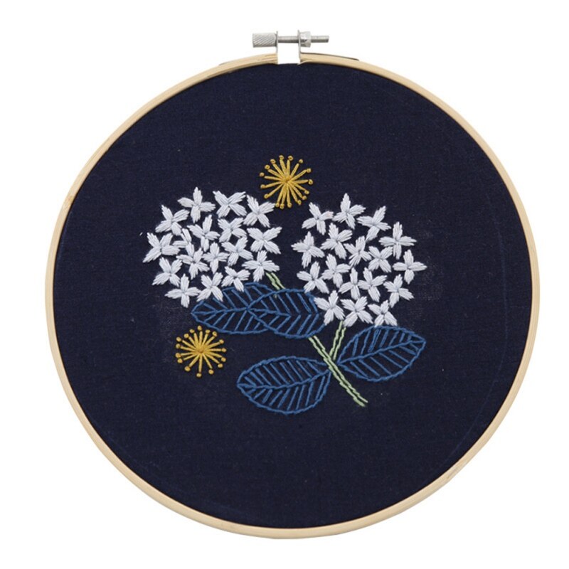 European DIY Embroidery Flower Pattern Handwork Needlework For Beginner with Embroidery Hoop Cross Stitch Kit Hanging Decor: D