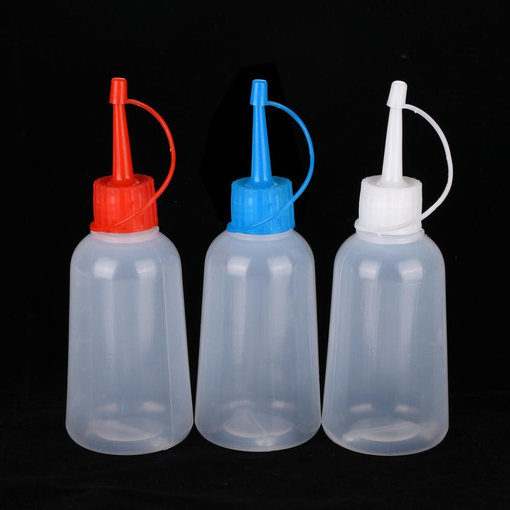 5pcs/Set 100ml Plastic Clear Tip Applicator Bottle PE Plastic Needle-nosed Scale Squeeze Bottle Cap Squeezable Tubes