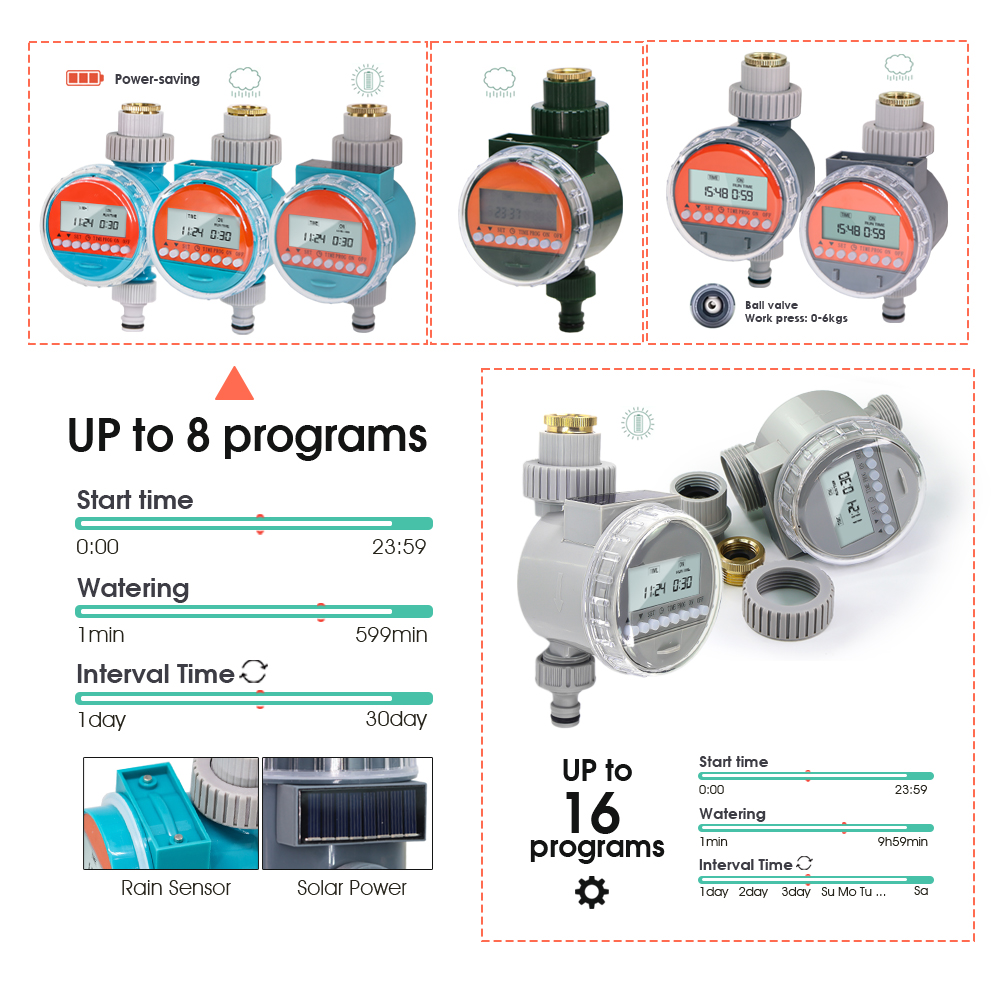 Popular Solar Power Water Timer Irrigation Solenoid Valve Controller Waterproof Power-saving Timer Irrigation Controller System