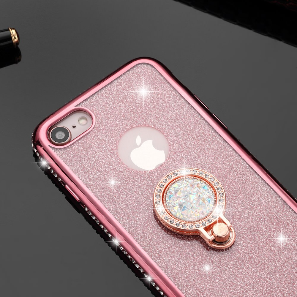 LLZ.COQUE Cassa Del Diamante per Il Iphone 11 Pro Xs Max X Xr 8 7 Più 6 6s 5 5s SE Strass Cinghia Bumper Anello Cavalletto Copertura Capa