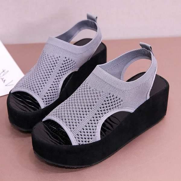 Ökande höjd skor sandaler remmar slip-on loafers sommar dam klara klackar platt plattform kvinnlig sko träskor kil: 3 / 36
