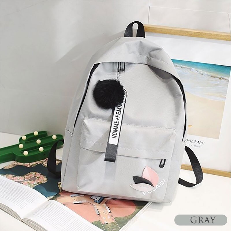 Mode Canvas Rugzak 19Inch Vrouwelijke Schooltas Student Boekentas Meisjes Leuke Reizen Rugzak Schoudertas: Gray