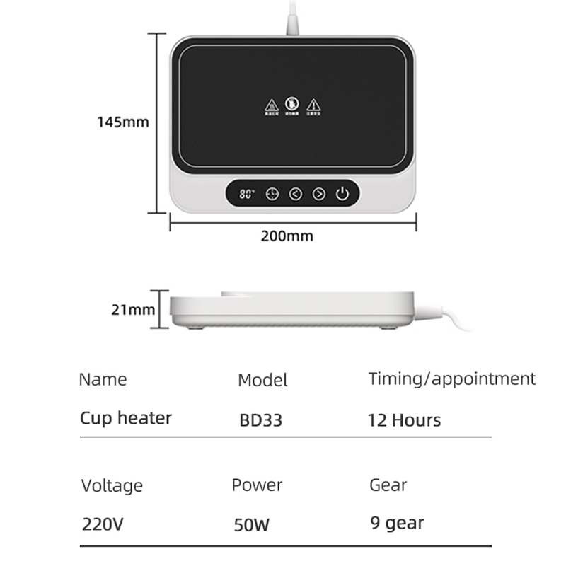 50W Kopverwarmer Mokverwarmer Elektrische kookplaat 9 versnellingen Temperatuurverwarmer Coaster Verwarming Lunchbox Melk Koffie Thuiskantoor 220V