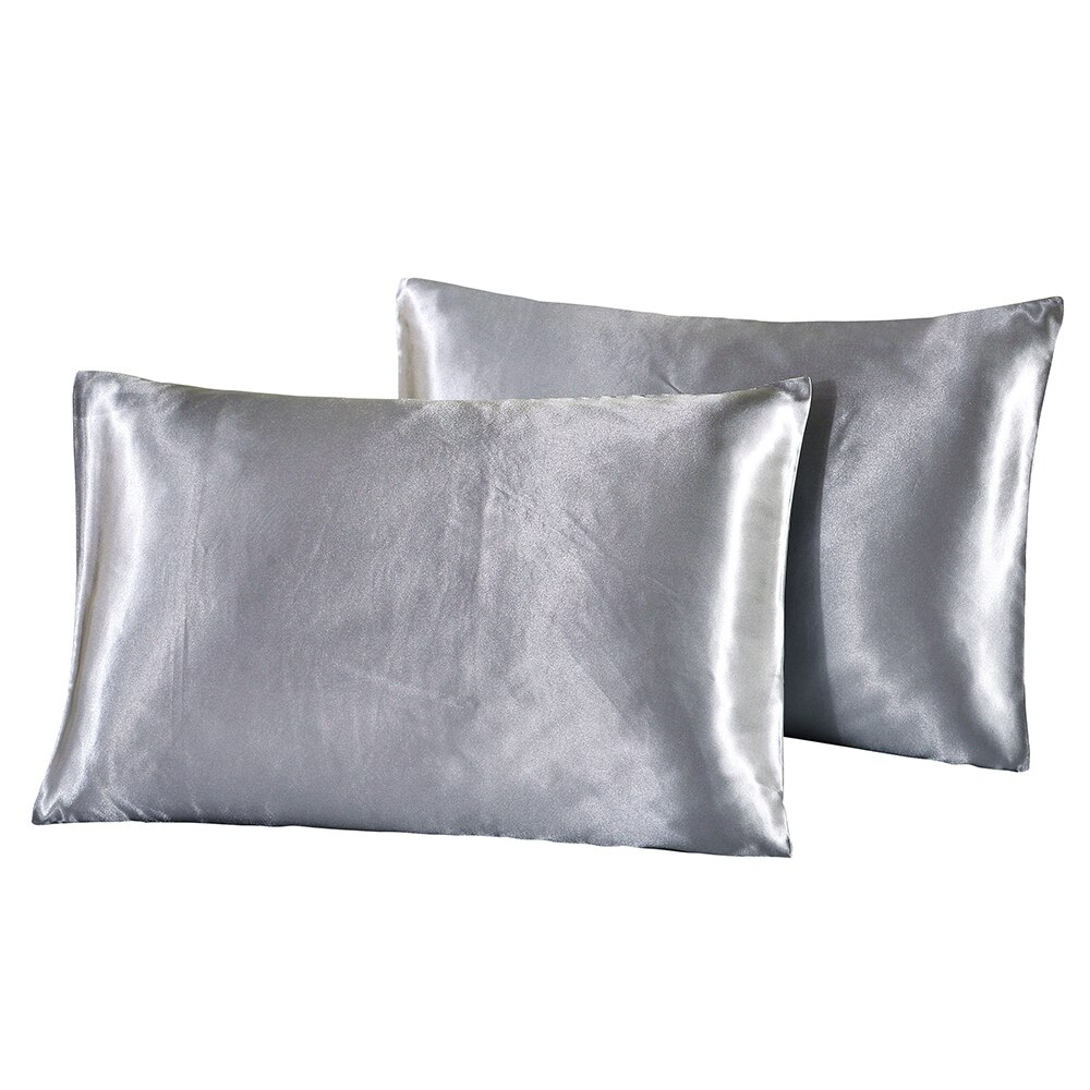 1Pc Koningin Satijn Zijde Kussensloop Kussen Case Cover Thuis Beddengoed Smoothy Kussen Rechthoek Beddengoed Kussen: Light Grey