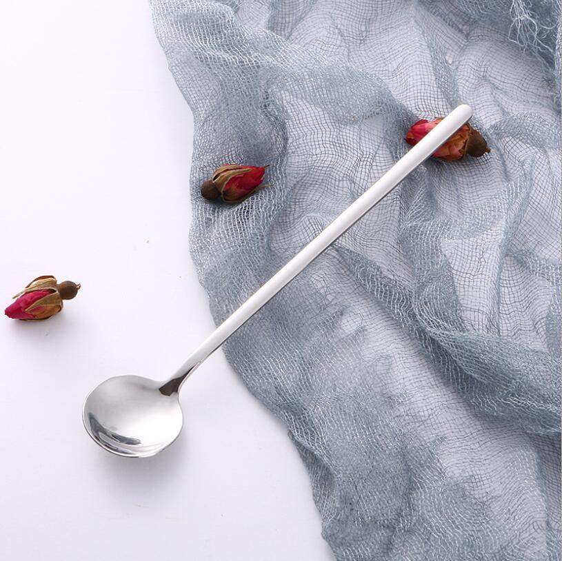 304 stainless steel tableware stirring coffee milk tea spoon dessert bar long ice spoon long handle honey spoons: 02
