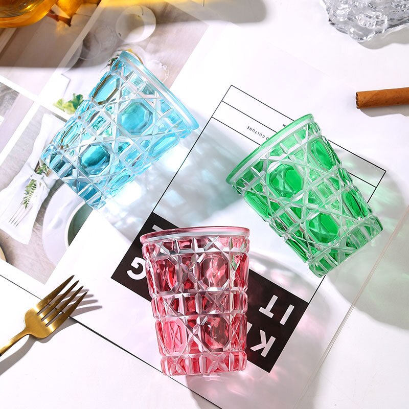 380ml European Whiskey Glass Starry Sky Cup Handmade Crystal Carved Drinkware Bar Supplies Beer Water Cup Drinking Wine Glasses