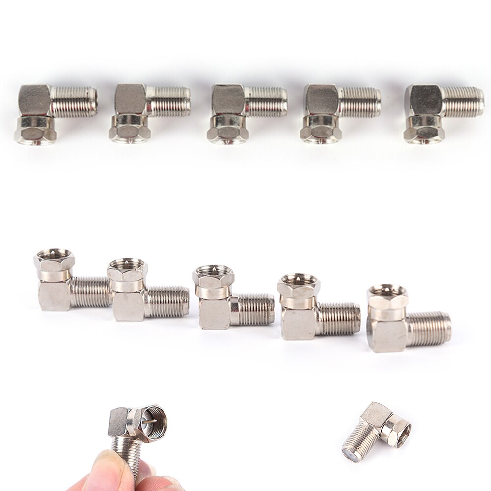 5pcs Right Angle 90 Degree Coaxial Connector Waterproof Connection F Male To F Female Adapter Connector RG6 RG5