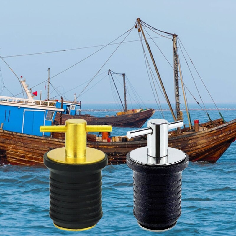 Hull T-Handle Drain Plug Rubber Plugs Boat Marine T-Handle Drain Plug Brass/Stainless Handle for Marine Boat Drain Plug 24BD