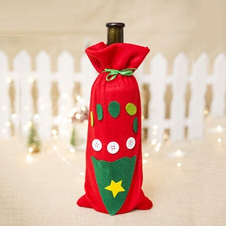 Weihnachten Dekorationen Wein Flasche Tasche Filz Tuch verrotten Wein Taschen Champagner Lagerung Tasche Weihnachten Startseite Abendessen Party Tisch Dekore: Fußspuren