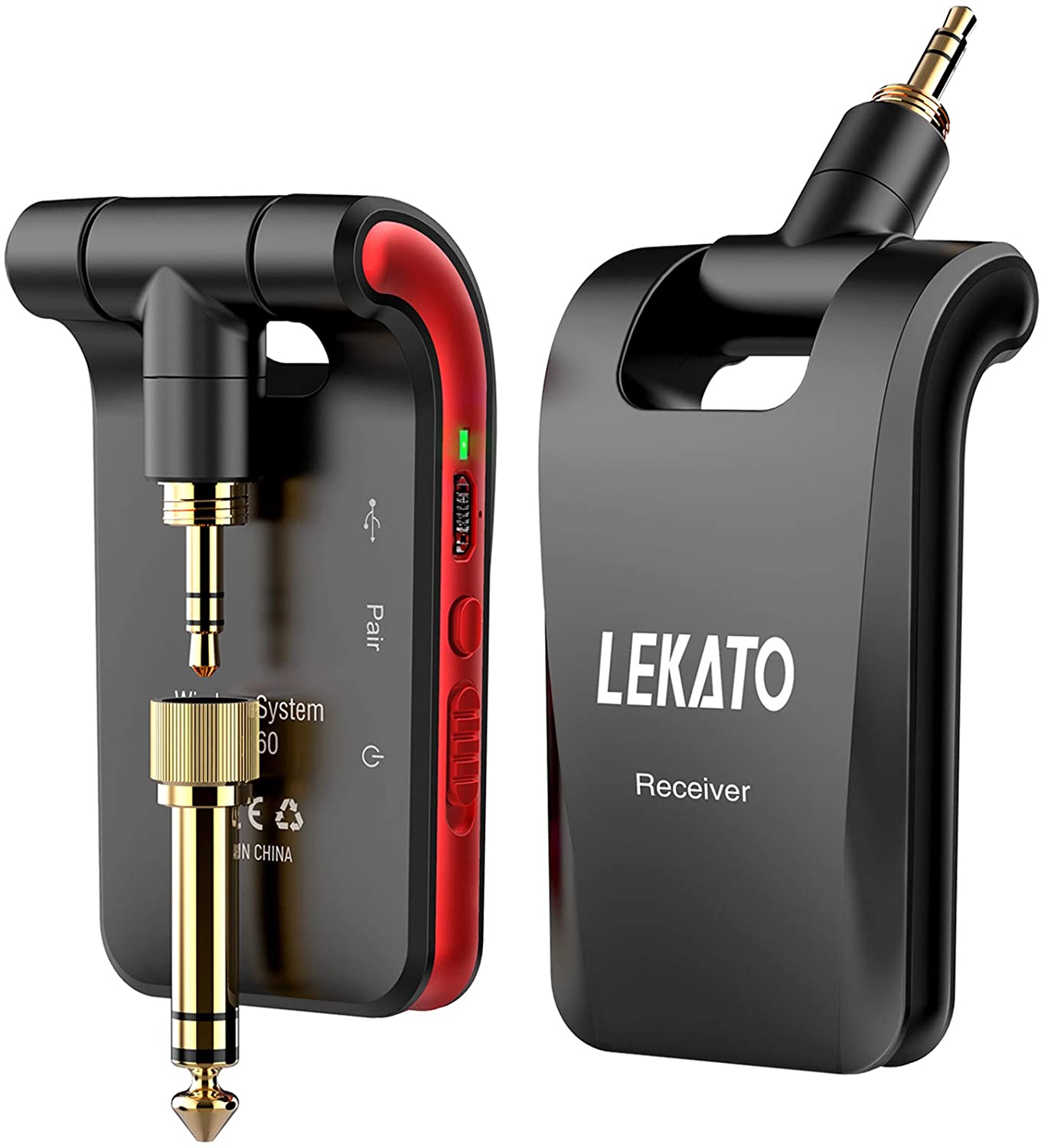 Lekato elektrisk guitar trådløs sender modtager dele tilbehør bassystem musik 2.4 ghz ism trådløst guitarsystem: Ws -60 sort