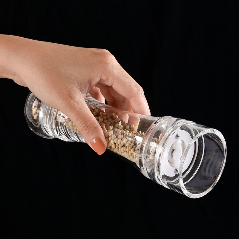 Acrylic Combo Pepper Mill and Salt Shaker with Adjustable Coarseness Ceramic Mechanism Easy to Use