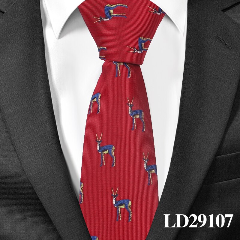 Gravata dos desenhos animados para homens poliéster jacquard animal gravata para casamento ternos de negócios 6cm gravata magro gravata masculina gravatas: LD29107