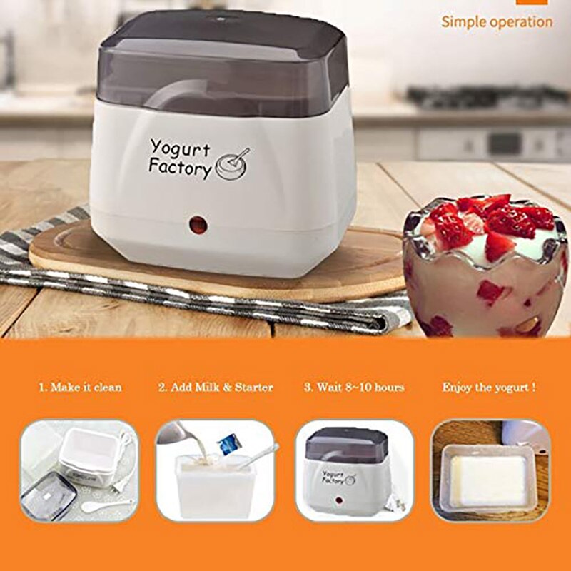 Yoghurtmaskin maskin elektrisk yoghurtmaskin gratis oppbevaringsbeholder og lokk perfekt til organisk, søtet, smaksatt, vanlig eller sug