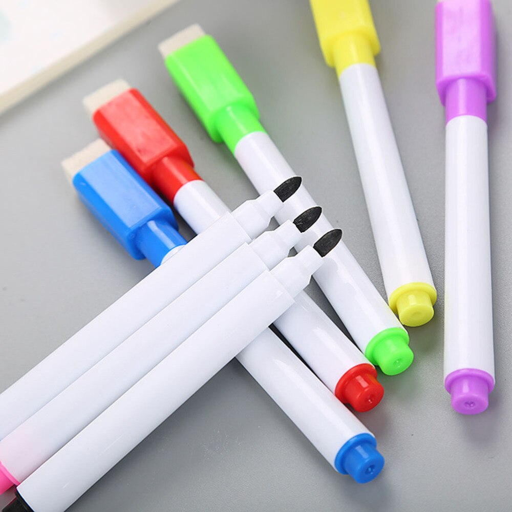 24pcs Erasable Whiteboard Pen Magnetic Whiteboard Pen Erasable Marker Carrying Brush (8 Colors)