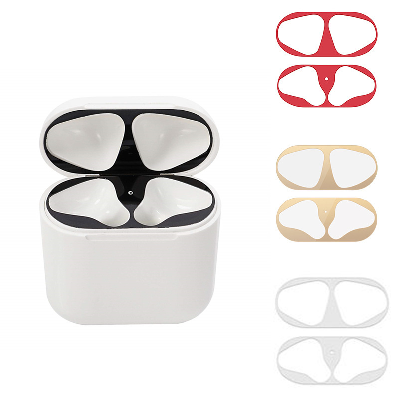 Protector de polvo de Metal para Airpods, pegatina de accesorios para la piel de Apple, caja de carga, Protector para Airpods 2, Airpods 2