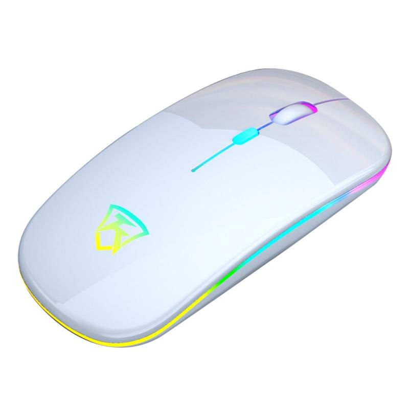 Stille LED hinterleuchtet Mäbenutzen USB Optische Ergonomische Spielen Maus Wiederaufladbare Maus kabellos PC Computer Maus Gamer Maus Für Laptop: weiß