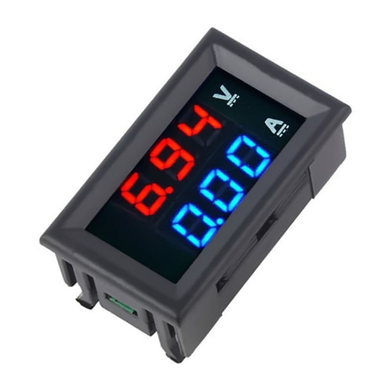 DC Dual Display Panel Meter Volt Amp Meter DC Double Color Blue/Red LED Voltmeter Ammeter DC 0-100V 10A Arriva