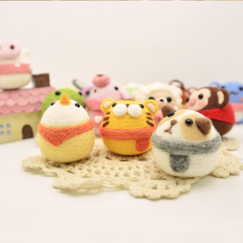1Pcs Cute Animal Pets Needle Wool Felt kits Handmade Toy Doll Wool Felt Poked Kitting Non-Finished DIY Wool Felting Package