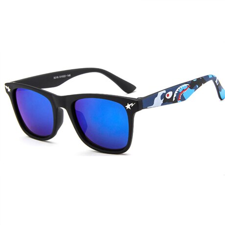 ALIKIAI Kids Sunglasses Small Shark Colorful Boys and Girls High Definition Square Sunglasses UV400: Blue