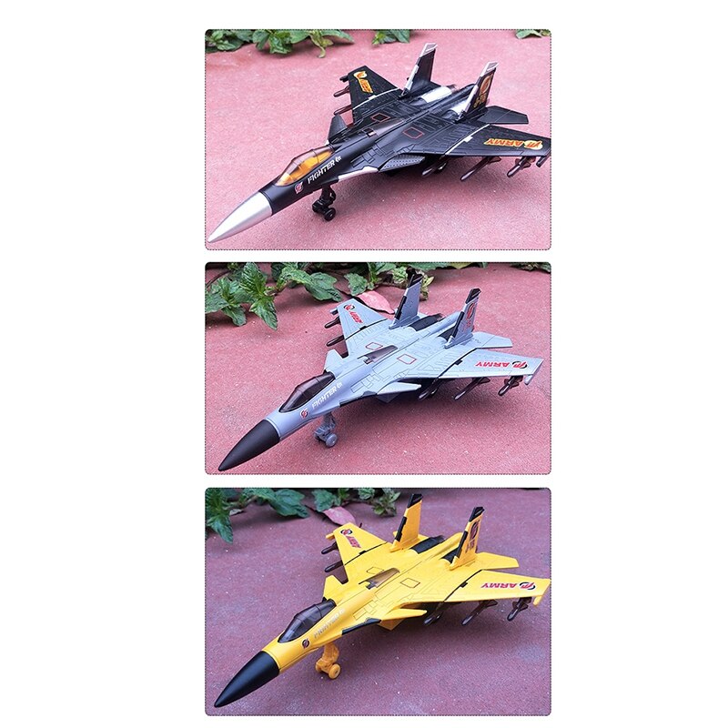 Simulatie pull back gegoten vliegtuig speelgoed met geluid en licht gevechtsvliegtuig metalen model speelgoed