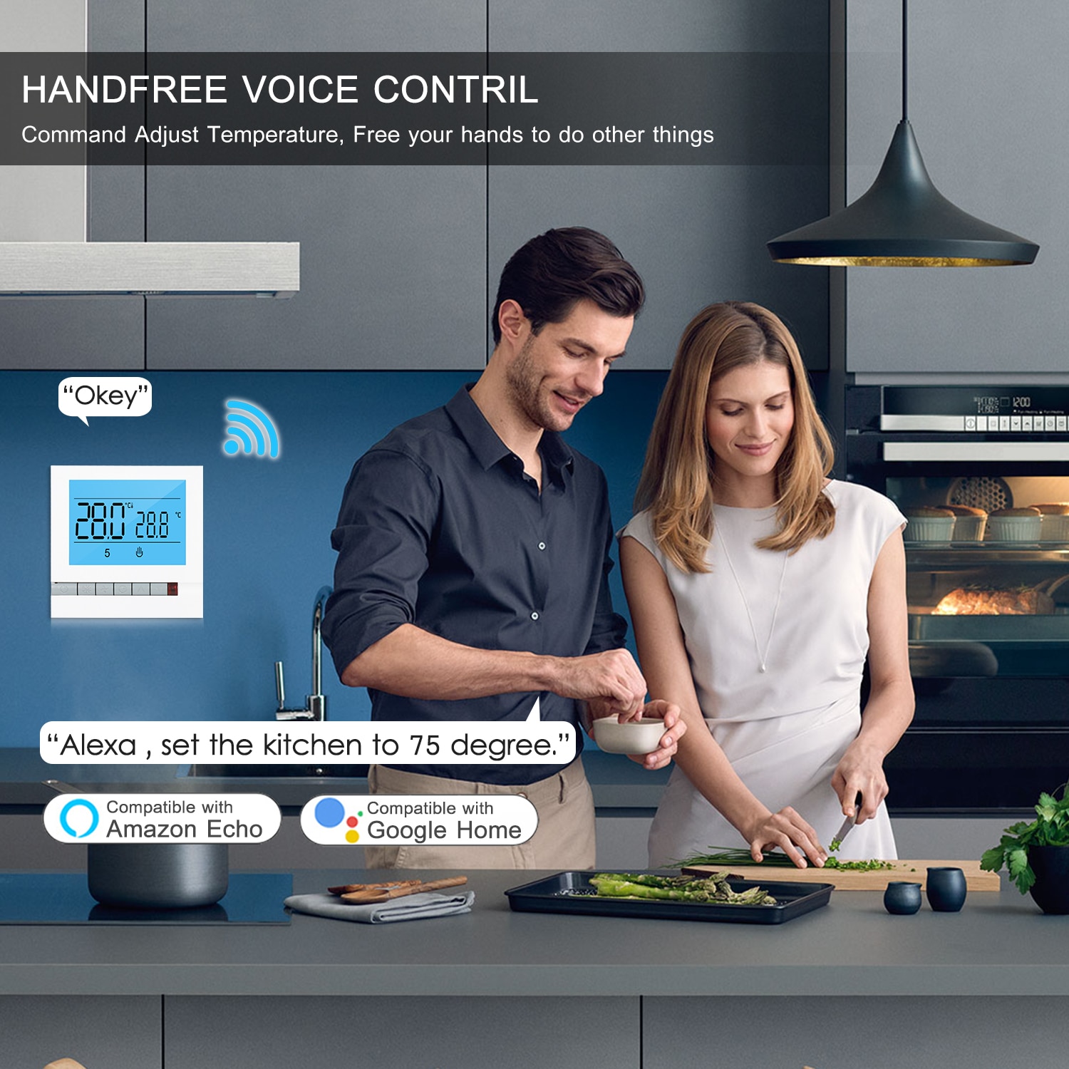 Tuya WiFi Smart Water Heating Thermostat Programmable Temperature Controller Compatible with Alexa Google Home Large LCD Screen