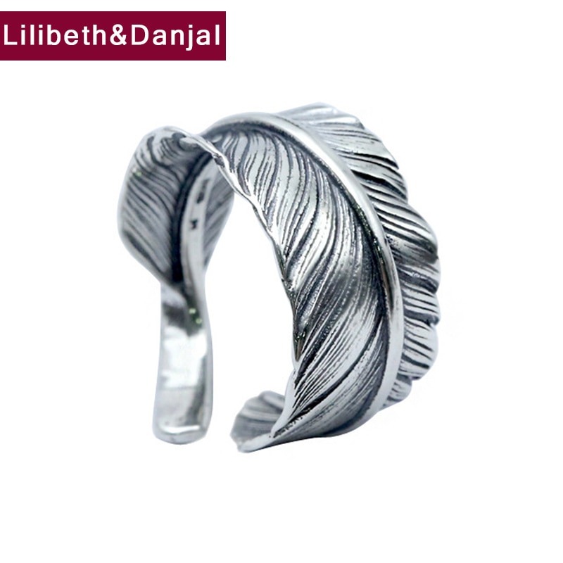 Anello degli uomini di 100% Reale dell'argento sterlina 925 Della Piuma di Marca Anello di Coppia Femminile Gioielli Thailandia Argento Dell'annata di Stile del Commercio All'ingrosso FR30