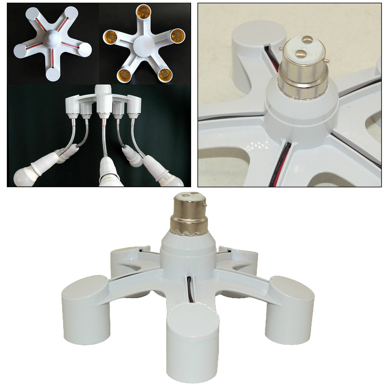 B22 to E27 Base LED Light Lamp Bulbs Sockets Adapter Splitter Converters