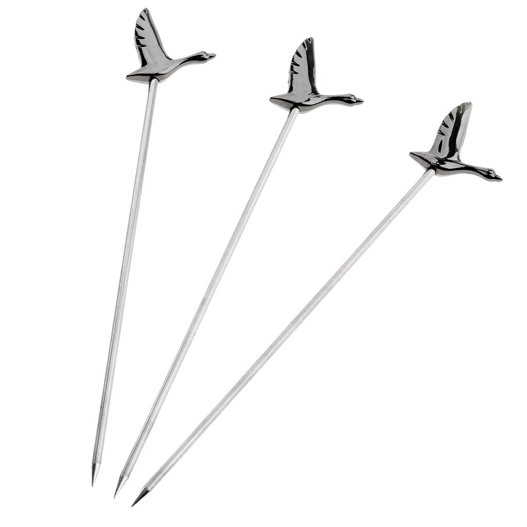 3 Stuks Roestvrij Herbruikbare Staal Cocktail Picks Martini Fruit Stok Roerstokjes Voor Party Keuken Accessoires: Black