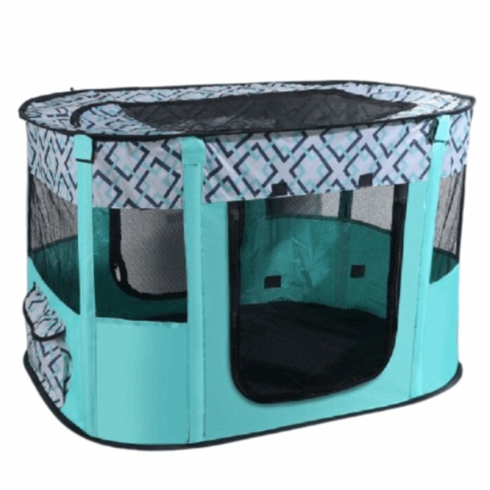 Visible Portable Pet Playpen Breathable Removable Folding Pet Cage Collapsible 300D Oxford Cloth Cat Room Outdoor: black