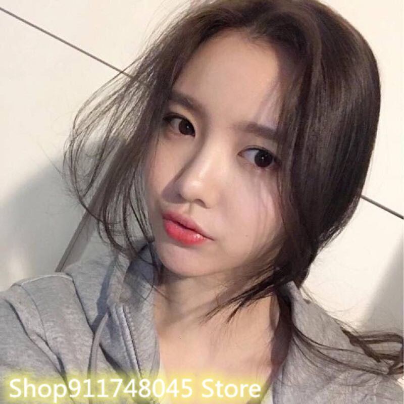 Flequillo lateral de aire sin costuras, peluca Coreana de extensión de cabello de cara pequeña