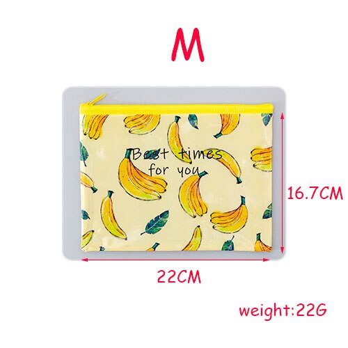 Dessin animé fruits trousse Kawaii grille fermeture éclair fichier sac petit frais étudiant stockage papeterie crayon sac école bureau: M banana
