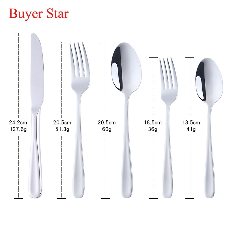 5 Pcs/Set 304 Stainless Steel Flatware Set Knife Fork Spoon High Grade Dinnerware Party Cutlery Set Dining Appliance