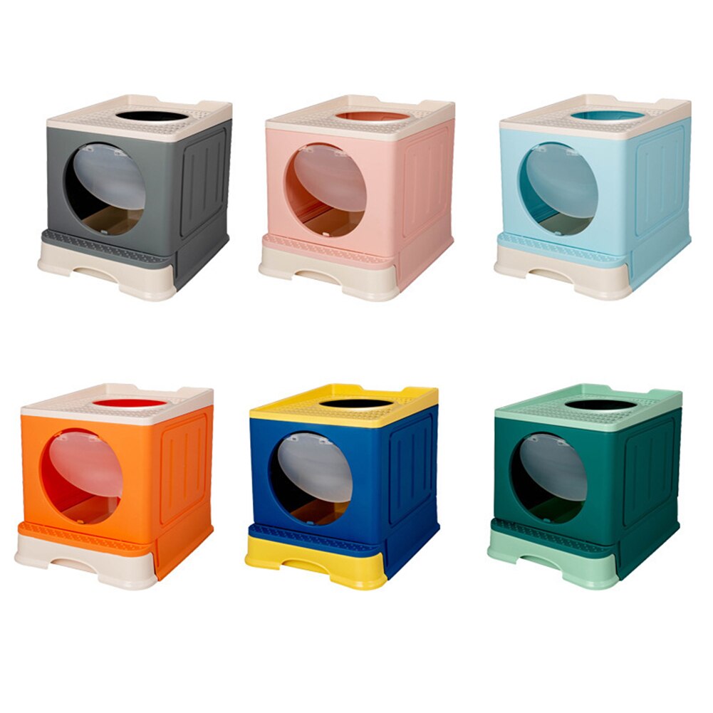 Cat Litter Box Lid Cats Toilet Splash-proof Fully Enclosed Pet Litter Box Cat Supplies with Ergonomic Large Litter Scoop