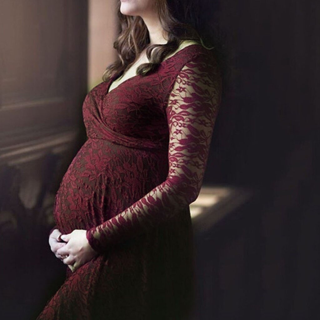 #57 Pregnancy Dress Lace Long Maternity Women Maternity Photography Dress For Mother Vestido Fotografía Embarazo Беременным