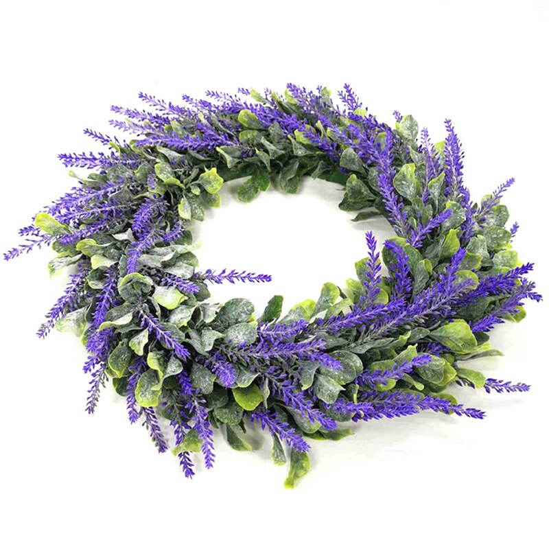 Guirnalda de lavanda Artificial con hojas florales, decoración de pared interior de puerta delantera