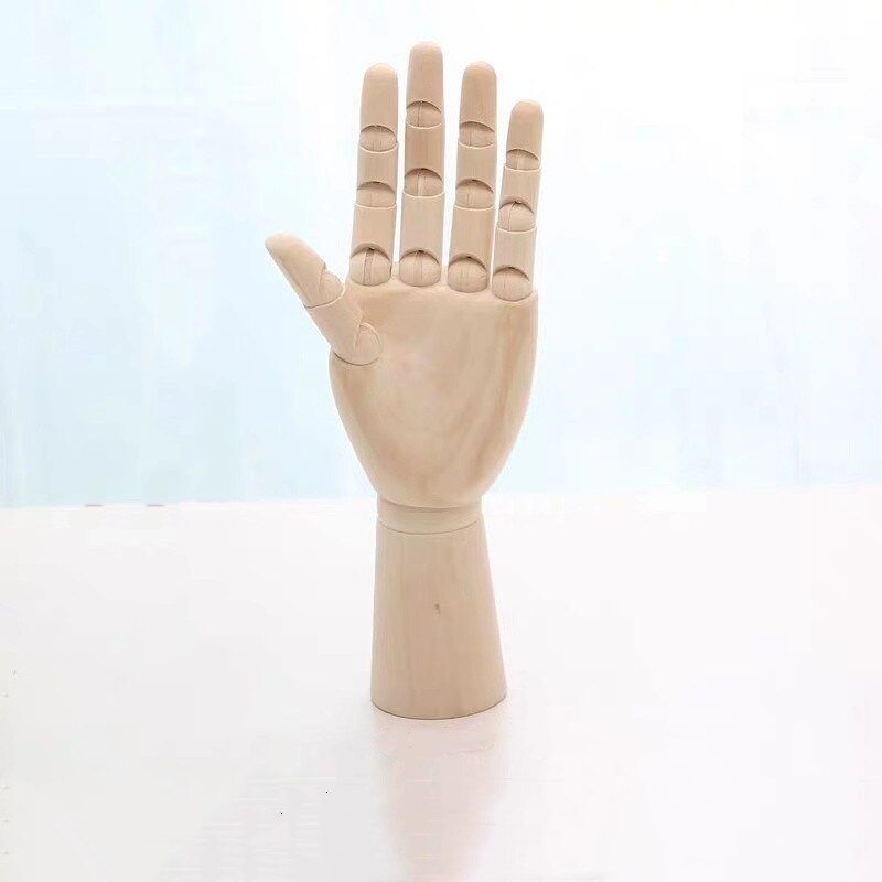 Wooden Hand Drawing Sketch Mannequin Model Wooden Mannequin Hand Movable Limbs Human Artist Model Office Desktop Ornaments: 30cm left hand