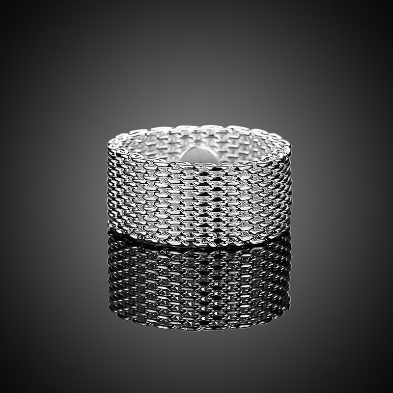 Anillos circulares de malla tejida para hombre y mujer, joyería de , anillos de boda de acero inoxidable, accesorios de para amigos
