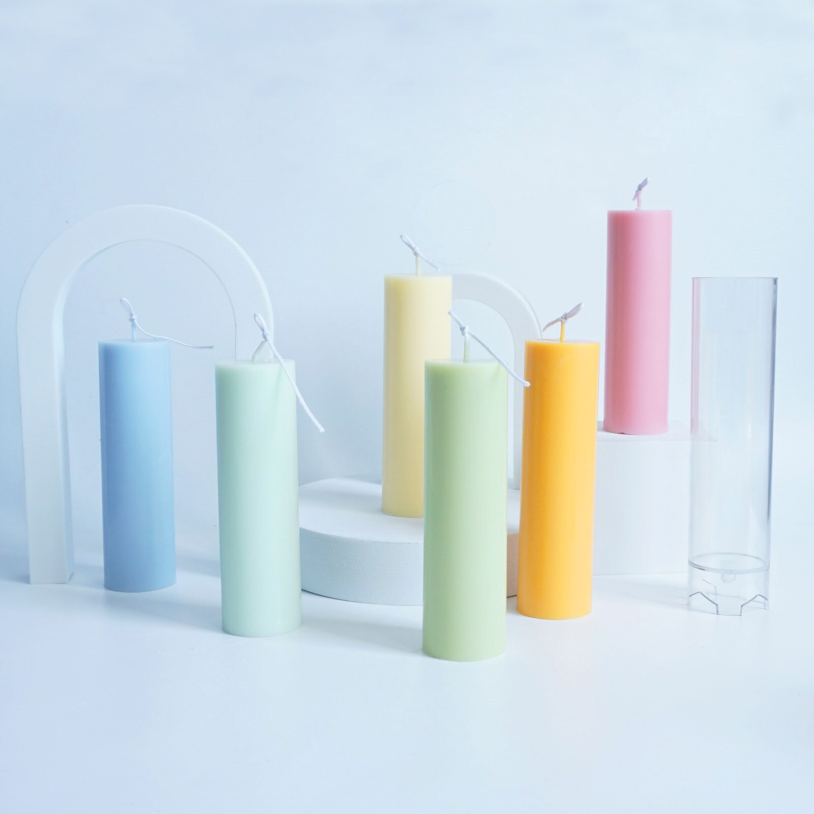 Long Pole Stripe Candle Molds Plastic Pillar Candle Making Large Cylinder Rib Candle Making Molds DIY Candle Making Supplies