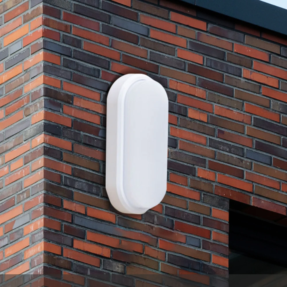 Oval vægbelysning 12w moderne led udendørs overflademonteret vandtæt badeværelse veranda væglampe gang: Sort / Varm hvid