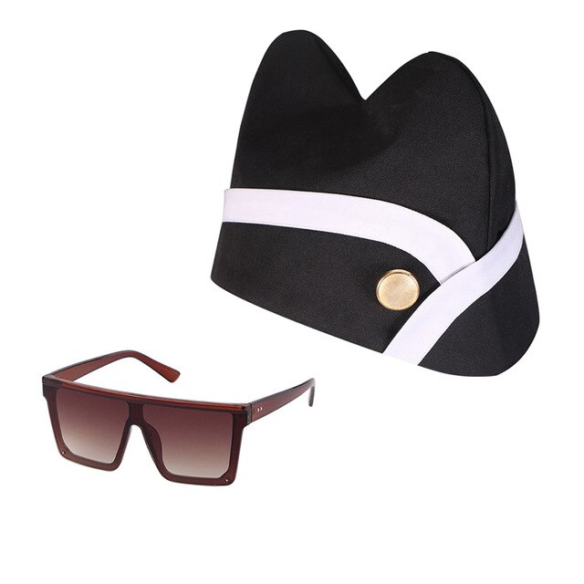 Cosplay Ghana Pallbearers Coffin Dance Black Cap Funeral Dancing Team Display Hat Glasses Funny Dressed Costume: hat and glass